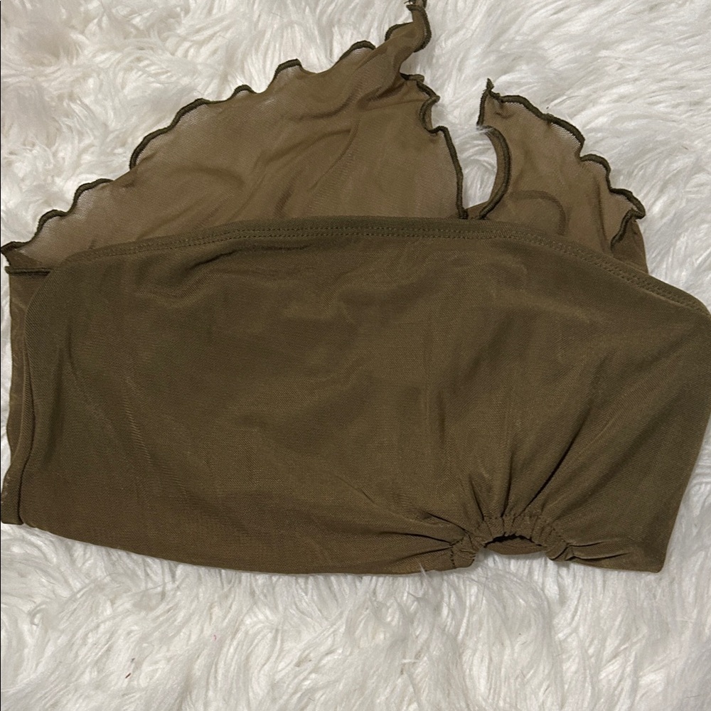 NWOT SHEIN Olive Green Strapless Top - Picture 6 of 6